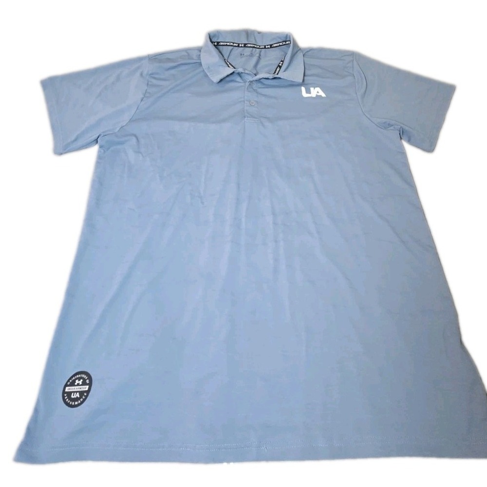 Under Armour Polo Shirt Mens Large Blue Perforated HeatGear Mesh Performance L